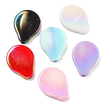 UV Plating Iridescent Acrylic Beads, Teardrop, Mixed Color, 31.5x24x5.5mm, Hole: 2.5mm