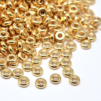 Brass Flat Round Spacer Beads, Golden, 4x1.5mm, Hole: 1.5mm