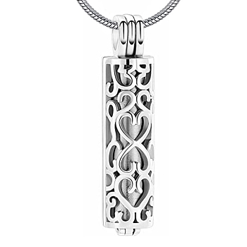 Non-Tarnish Stainless Steel Pendant Necklaces, Urn Ashes Necklaces, Column, Stainless Steel Color, 21.65 inch(55cm)