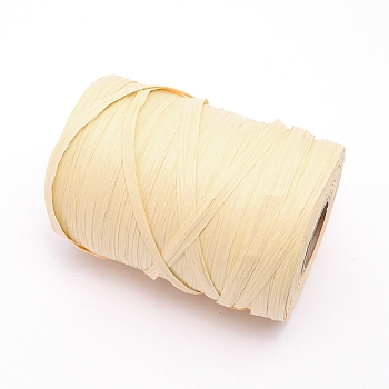 Raffia Paper Cords for DIY Jewelry Making, Paper Twine, Light Goldenrod Yellow, 1/4 inch(8mm), 300m/roll