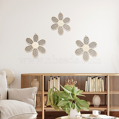 Decoración colgante de flor hueca de madera sin terminar(DIY-WH0430-197)-6