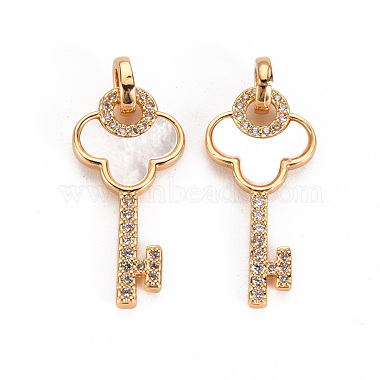 Real 18K Gold Plated Clear Key Shell Pendants