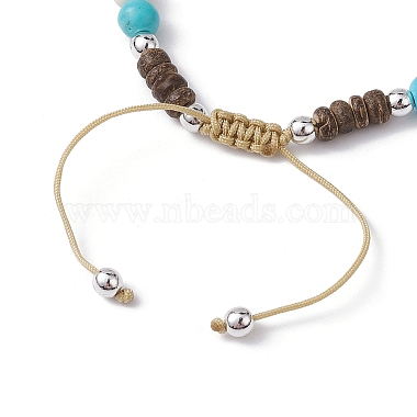 Starfish & Tortoise Synthetic Turquoise Braided Bead Anklets(AJEW-AN00564-02)-4