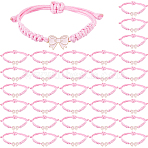 34Pcs Waxed Polyester Cord Bracelets, with Alloy Enamel Charms, Golden, Pink, Inner Diameter: 0.98 ~3.15 inch(2.5~8cm)(BJEW-FH00003)