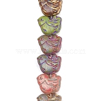 Baking Paint Glass Beads Strands, Golden Metal Enlaced, Bird, Mixed Color, 14~14.5x16x7.5~8mm, Hole: 1.1mm, about 28pcs/strand, 13.98''(35.5cm)(GLAA-F133-05)
