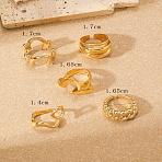 Alloy Open Cuff Rings Sets for Women, Golden, Inner Diameter: US Size 3(14mm)~17mm(WH4778-6)