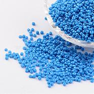 12/0 1.5~2mm Baking Paint Glass Seed Beads Loose Spacer Beads, Dodger Blue Hole: 0.5~1mm, about 2890pcs/50g(X-SEED-S001-K17)