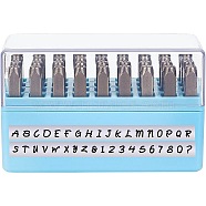 Chromium Stamps, Including Letter A~Z and Number, Blue, 62x7x7mm, 36pcs/box(AJEW-WH0126-60A)