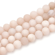 Natural White Jade Beads Strands, Frosted, Dyed, Imitation Sunstone, Round, 6mm, Hole: 1mm, about 63pcs/strand, 15.5 inch(G-T106-250-1)