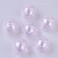 Handmade Blown Glass Beads, Round, Pink, 16x16mm, Hole: 1~2mm(BLOW-T001-32B-07)