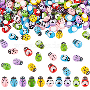 200Pcs 10 Colors Spray Painted Wood Cabochons, with Double-sided Adhesive, Ladybug, Mixed Color, 12x8x5mm, 20pcs/color(WOOD-OC0002-81)