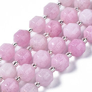 Natural White Jade Beads Strands, with Seed Beads, Faceted, Dyed, Polygon, Plum, 8x7.5mm, Hole: 1.2mm, about 37~39pcs/strand, 14.69 inch~15.16 inch(37.3cm~38.5cm)(G-T132-051E-02)