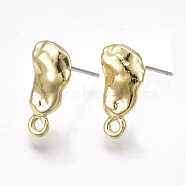 Alloy Stud Earring Findings, with Steel Pins, with Loop, Light Gold, 14.5x7mm, Hole: 1.5mm, Pin: 0.7mm(PALLOY-T065-34)