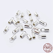 925 Sterling Silver Cord Ends, Silver, 6~7x1.5mm, Hole: 2mm, Inner Diameter: 1mm(STER-F036-21S-1mm)