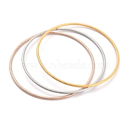 3Pcs 3 Colors Women's Simple Fashion 304 Stainless Steel Stackable Buddhist Bangles, Textured, Mixed Color, Inner Diameter: 2-5/8 inch(6.8cm), 1pc/color(BJEW-H547-01)