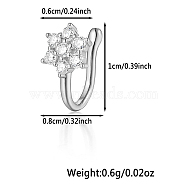 925 Sterling Silver Pave Clear Cubic Zirconia Nose Rings, Halloween Nose Cuffs, Fashion Jewelry, Silver, Flower, 10x8mm(WG4393-10)