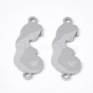 201 Stainless Steel Links connectors, Laser Cut Links, for Mother's Day, Pregnant Woman, Stainless Steel Color, 23x9x1mm, Hole: 1.4mm(X-STAS-T044-176P)