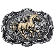 Running Horse Zinc Alloy Belt Buckle for Men, Vintage Belt Buckle, Gunmetal & Golden, 64x84x12.5mm(FIND-WH0156-45)