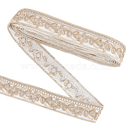 Ethnic Style Embroidery Polyester Ribbons, Jacquard Ribbon, Garment Accessories, Floral Pattern, White, 1-1/8 inch(30mm)(OCOR-WH0060-33D)