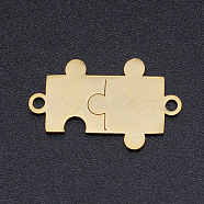 201 Stainless Steel Links connectors, Laser Cut, Puzzle, Golden, 13x21x1mm, Hole: 1.5mm(STAS-S105-T930-2)