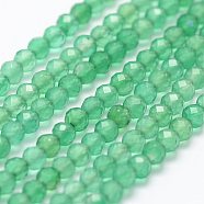 Natural Green Agate Beads Strands, Faceted, Dyed, Round, 2mm, Hole: 0.5mm, about 175pcs/strand, 14.9 inch(38cm)(G-K185-19)