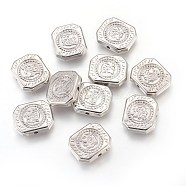 CCB Plastic Beads, Rectangle, Platinum, 15x18x4mm, Hole: 1.5mm(CCB-F006-46P)