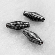 Steel Spring Beads, Coil Beads, Rice, Gunmetal, about 4mm wide, 9mm long, hole: 1mm(STAS-D004-B)