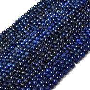 Natural Lapis Lazuli Beads Strands, Dyed & Heated, Round, 7mm, Hole: 1mm, about 52~56pcs/strand, 15.51''(39.4cm)(G-K311-14A-7MM)