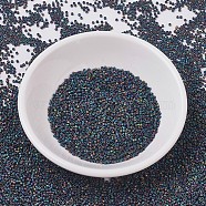MIYUKI Delica Beads Small, Cylinder, Japanese Seed Beads, 15/0, (DBS0871) Matte Black AB, 1.1x1.3mm, Hole: 0.7mm, about 3500pcs/10g(X-SEED-J020-DBS0871)