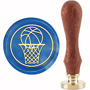 Brass Wax Seal Stamp with Handle, for DIY Scrapbooking, Basketball Pattern, 89x30mm(AJEW-WH0184-0926)