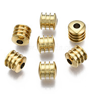 316 Surgical Stainless Steel Beads, Column, Real 14K Gold Plated, 8x8mm, Hole: 3mm(STAS-N097-062LG)