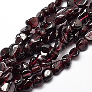 Natural Garnet Nuggets Beads Strands, Tumbled Stone, 5~10x6~7x3~7mm, hole: 1mm, about 14.9 inch~15.7 inch(G-J335-32)