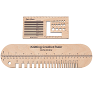 Oval & Rectangle Wooden Knitting Needle Gauge & Yarn Wrap Guide Board, Crochet Ruler, Wheat, 77~305x80~155x5mm, 2pcs/set(DIY-WH0033-88)