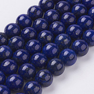 Natural Lapis Lazuli Beads Strands, Dyed, Round, Blue, 12mm, Hole: 1mm, about 16pcs/strand, 7.6 inch(X-G-G087-12mm)