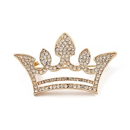 Rhinestone Crown Brooch Pin, Alloy Badge for Backpack Clothes, Golden, 32.6x53.2x11mm(JEWB-Q030-06G)