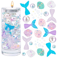 Mermaid Theme Vase Fillers for Centerpiece Floating Candles, Including Resin Cabochons, PVC Plastic Paillette/Sequins & Plastic Pearl Beads, Light Sky Blue, 10mm(DIY-BC0006-22)