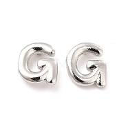 Brass Hollow Out Initial Letter Stud Earrings for Women, Platinum, Lead Free & Cadmium Free, Letter.G, 7x6.5x1.5mm, Pin: 0.8mm(EJEW-A044-01P-G)