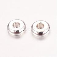 Real Platinum Plated Brass Spacer Beads, Nickel Free, Flat Round, 6x1.5mm, Hole: 2mm(KK-E702-09P-NF)