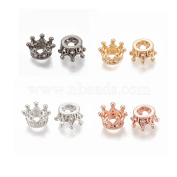 Alloy European Beads, Large Hole Beads, with Rhinestone, Crown, Crystal, Mixed Color, 11.5x6mm, Hole: 5mm(MPDL-S066-006B-M)
