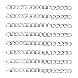 150Pcs 304 Stainless Steel Curb Chains Extender, End Chains, Stainless Steel Color, 51mm(STAS-DC0013-10)
