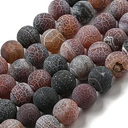 Natural Weathered Agate Beads Strands, Round, Dyed & Heated, Rosy Brown, 12mm, Hole: 1.6mm, about 31pcs/strand, 14.76''(37.5cm)(G-P538-A01-01)