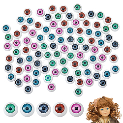 100Pcs 5 Colors Plastic Craft Hollow Eyeballs, for DIY Doll Toys Puppet Plush Animal Making, Half Round, Mixed Color, 12x6mm, 20pcs/color(DIY-DC0002-53)