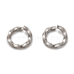 Non-Tarnish 304 Stainless Steel Twisted Jump Rings, Open Jump Rings, Stainless Steel Color, 6.5x1.1mm, Inner Diameter: 4.5mm(STAS-H129-11P)