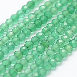 Natural Green Onyx Agate Beads Strands, Faceted, Dyed, Round, 2mm, Hole: 0.5mm, about 175pcs/strand, 14.9 inch(38cm)(G-K185-19)