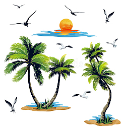 PVC Wall Stickers, Wall Decoration, Coconut Tree, 1180x390mm, 3 sheets/set(DIY-WH0228-996)