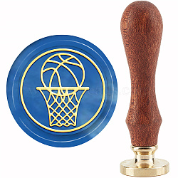 Brass Wax Seal Stamp with Handle, for DIY Scrapbooking, Basketball Pattern, 89x30mm(AJEW-WH0184-0926)