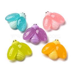 Luminous Opaque Resin Decoden Cabochons, Glow in the Dark, Mixed Color, Bees, 28x31x8mm(RESI-S07-07)