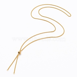 Ion Plating(IP) 304 Stainless Steel Box Chain Slider Necklace Making, Venice Chains Bolo Necklace Making, Golden, 23.62 inch(60cm)(AJEW-JB00777-02)