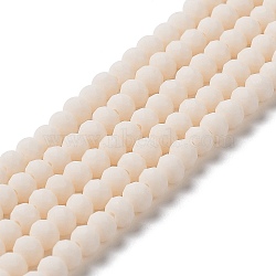 Glass Beads Strands, Faceted, Frosted, Rondelle, Antique White, 3.5mm, Hole: 1mm, about 123~127pcs/strand, 13.7~14.1 inch(35~36cm)(EGLA-A034-P3mm-MD17)