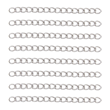 150Pcs 304 Stainless Steel Curb Chains Extender, End Chains, Stainless Steel Color, 51mm